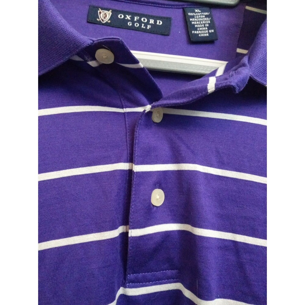 Oxford men's golf polo shirt, purple striped, size XL